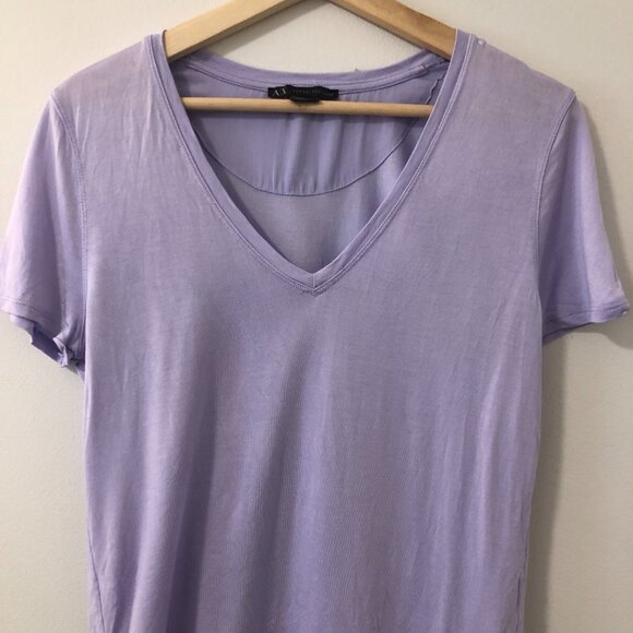 3/$25 ❥ Armani Exchange V Neck Lightweight Lavender Pastel Viscose Top Tee Small - Picture 2 of 11